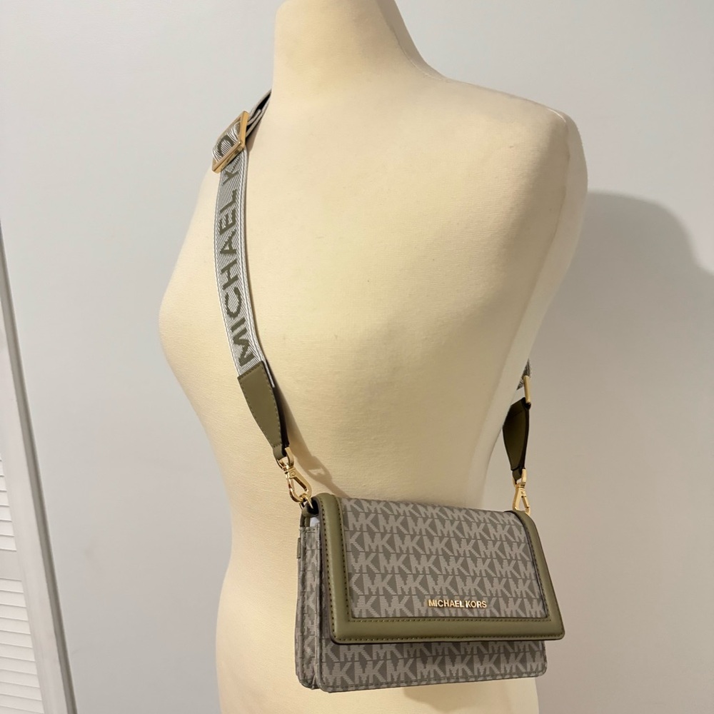 Jet Set Small Phone Webbing Crossbody - nylon- safari green / olive NEW!
